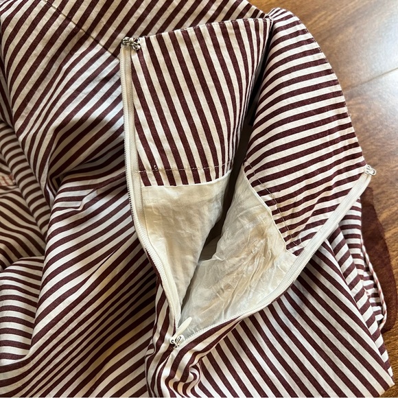 Ann Taylor LOFT Burgundy Stripe Floral Mesh Hem Skirt size 12 - Picture 5 of 8